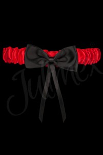 Bruksela стильная красная подвязка на ногу с черным бантом